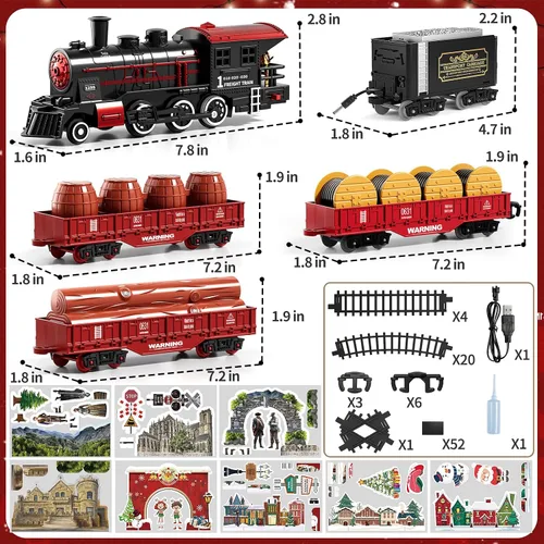 Miniatura 2 de NIPLOOOW Juego de tren para niños de 3 a 5 años, juguete de tren eléctrico con sonido realista, luces y humo para debajo del árbol de Navidad
