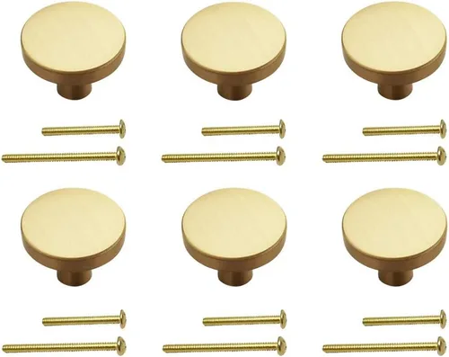 Miniatura 6 de 6 pomos hexagonales de latón macizo de 1.06 pulgadas para cajones, color bronce champán para cocina, gabinete de baño, aparador y armario