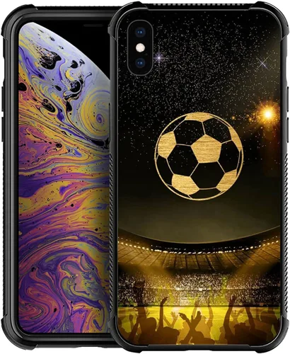 Miniatura 22 de Funda compatible con iPhone X/XS, diseño de bandera estadounidense de béisbol, TPU suave, a prueba de golpes, de vidrio templado, para iPhone X/XS