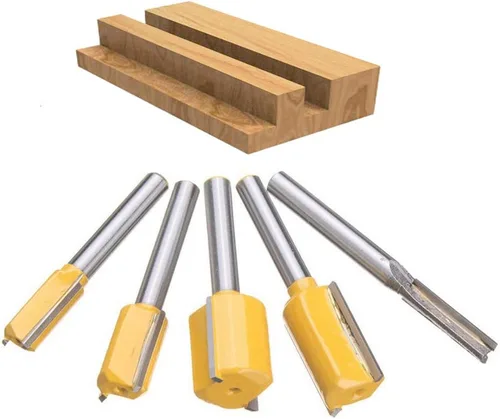 Miniatura 2 de Juego de 5 brocas rectas para enrutador Dado, doble flauta recta de carburo, herramientas para carpintería, diámetro de corte de 1/4, 3/8, 1/2, 5/8