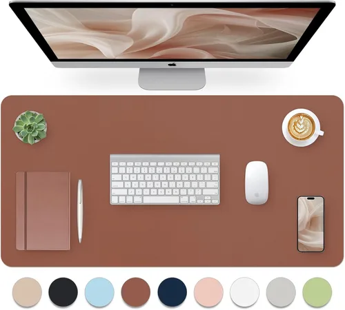 Miniatura 24 de Bloss Almohadilla de escritorio de cuero y reposamuñecas para teclado, alfombrilla grande para mouse + almohadilla para teclado + soporte de muñeca