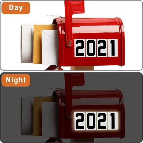 Miniatura 4 de 100 calcomanías reflectantes para números de buzón, autoadhesivas, reflectantes en letras mayúsculas, calcomanías de vinilo para buzón para Negro