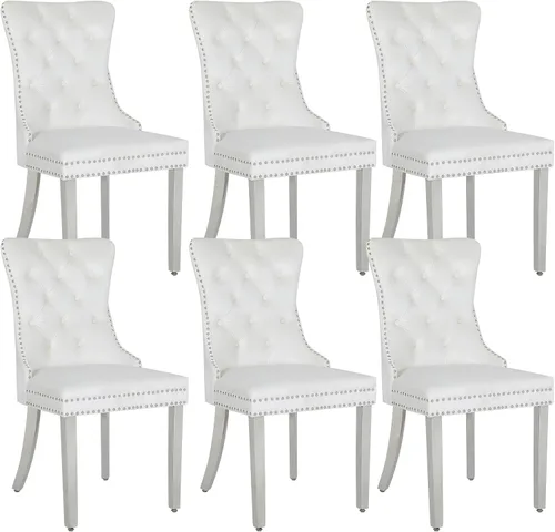 Miniatura 14 de Juego de 2 sillas de comedor de terciopelo, sillas de comedor modernas de lujo con patas de acero inoxidable doradas, sillas decorativas de cocina