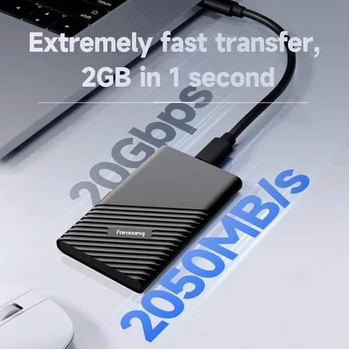 Miniatura 2 de fanxiang SSD externo de 2 TB portátil, hasta 2000 MB/s, unidad externa de estado sólido USB C, disco duro externo, USB 3.2 Gen2* 2 Type-C SSD