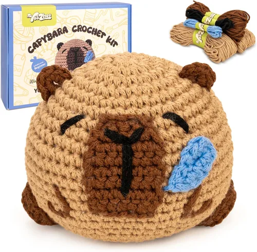 Yeezhee Kit de ganchillo para principiantes, kit de animales de ganchillo con tutoriales en video paso a paso, kit de tejido para principiantes para