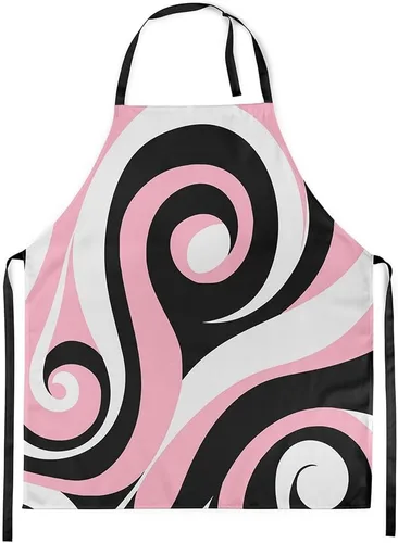Miniatura 30 de Castle Fairy Delantal de cocina geométrico en espiral, moderno delantal impermeable con rayas simples para adultos (sin bolsillo), 31 x 26 pulgadas