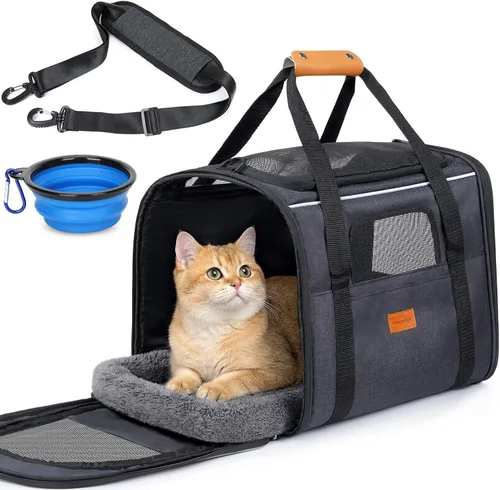 Miniatura 17 de morpilot - Bolsa de transporte para mascotas, portátil, de tela plegable, para perros o gatos, jaula para mascotas con zíperes de seguridad