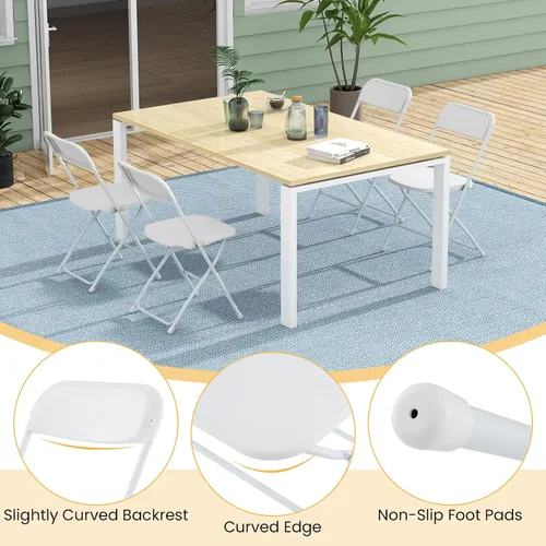 Miniatura 4 de Giantex Silla plegable con asiento y respaldo de plástico, marco de metal resistente, capacidad estática de 770 libras, asiento comercial