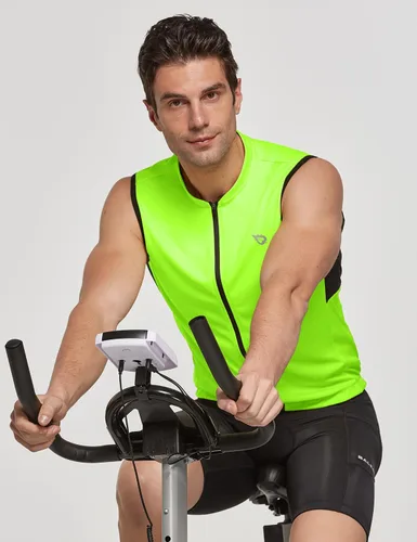 Miniatura 6 de BALEAF Camiseta de ciclismo sin mangas para hombre, camiseta de ciclismo de carretera, camisetas sin mangas, bolsillos con cremallera completa, SPF
