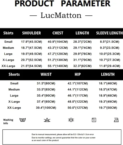 Miniatura 7 de LucMatton Conjunto de 2 piezas de verano para hombre, casual, algodón, lino, estampado, trajes de vacaciones con bolsillos