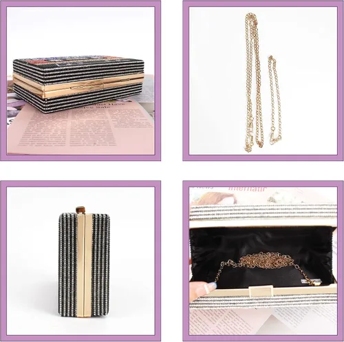 Miniatura 5 de Reberomantic Bolso cruzado retro con forma de radio para mujer, bolso cruzado de cuero de la PU de metal vintage de noche