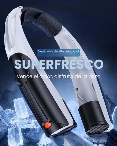 Miniatura 3 de AaoLin Ventilador de cuello portátil con batería de 6000 mAh, USB-C recargable, ventilador personal negro manos libres 6 velocidades, 6-20 horas