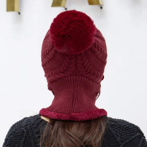 Miniatura 60 de HUAMULAN Gorro de invierno de una pieza para mujer, pasamontañas de forro polar, pasamontañas, máscara facial, bufanda, orejeras, esquí, nieve