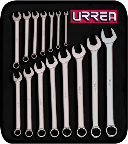 Urrea 1200FMA - Juego de llaves combinadas de 12 puntos, satinado, 15 piezas