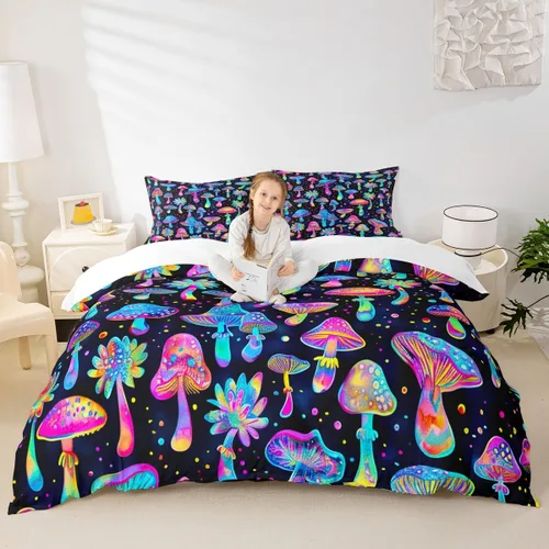 Miniatura 28 de Homewish Juego de ropa de cama de elefante, tamaño Queen, funda de edredón a rayas azules para niños y niñas, juego de funda de edredón de animales