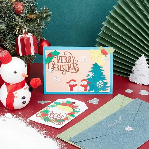 Miniatura 3 de INFUNLY Troqueles de corte de palabras de Feliz Navidad para árbol de Navidad, troqueles de metal para hacer tarjetas, copos de nieve, campanas