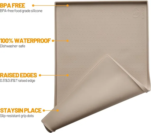 Miniatura 2 de Hubulk - Alfombrilla para alimentación de perros, 100% impermeable, silicona de grado alimenticio para bandeja de comida y agua para mascotas, apta