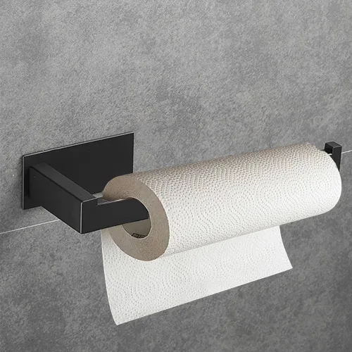 Miniatura 6 de Toallero de mano, fuerte anillo autoadhesivo para toalla de mano, barra de toalla de mano gruesa de acero inoxidable SUS304, sin perforación, Negro