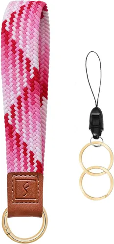 Miniatura 30 de Fishent Llavero elástico, bonito llavero de pulsera, cordón de muñeca tejido mejorado para llaves, llaveros para mujeres y hombres, llaves