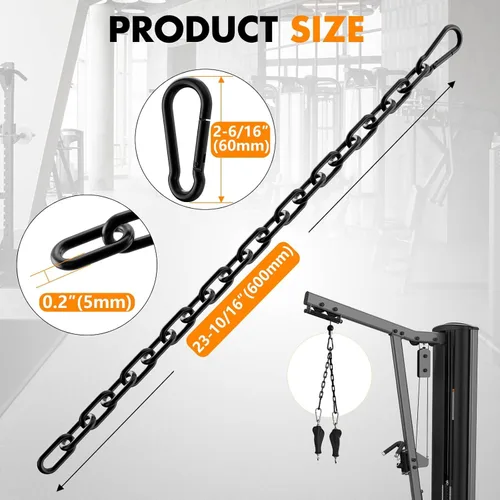 Miniatura 5 de Cadena de extensión de 23.6 pulgadas para equipo de ejercicio, extensión de cadena de fitness para máquina de entrenamiento, accesorio de cadena