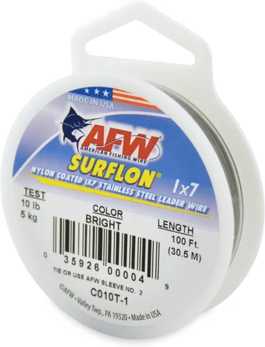 Miniatura 30 de Alambre de pesca americano Surflon recubierto de nailon 1x7 de acero inoxidable, línea líder de pesca para agua salada, prueba de 10 libras - prueba