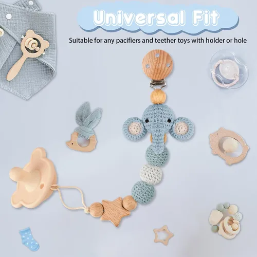 Miniatura 4 de Clip para chupete, lindo clip para chupete de animales para niños y niñas, la mayoría de los chupetes, mordedores de bebé, baby shower y artículos
