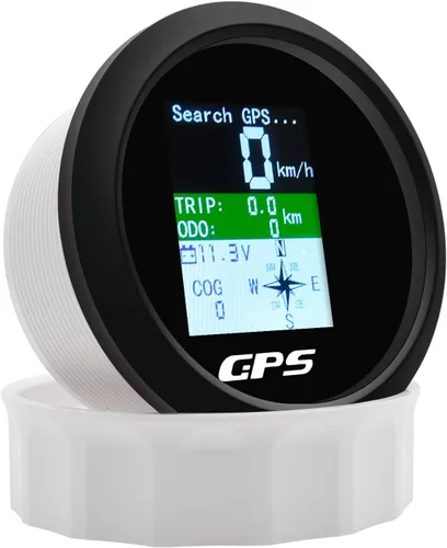 Miniatura 7 de KAOLALI Velocímetro GPS para embarcaciones de 85 mm, velocímetro GPS, odómetro, medidor de velocidad digital, impermeable, mph, nudos y km/h Negro