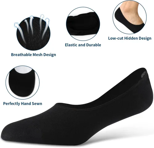 Miniatura 5 de 6 Pack Mens No Show Socks Casual Low Cut Thin Loafers Non Slip Boat Liners