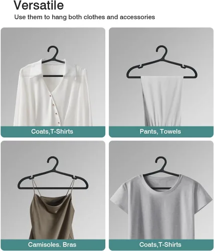 Miniatura 6 de ABHENG UAPY0530B - Paquete de 30 perchas para ropa, perchas de plástico antideslizantes, perchas que ahorran espacio, resistentes, para colgar ropa