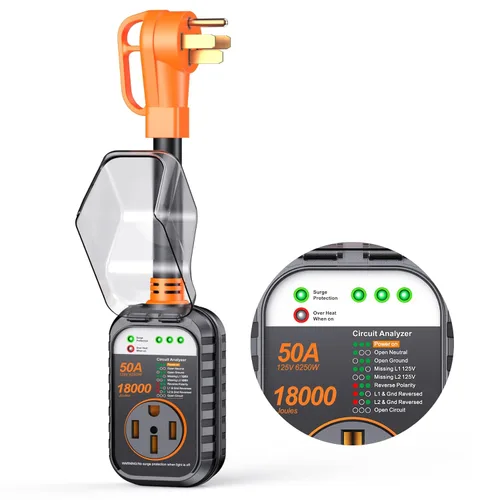 Miniatura 21 de GEARGO Protectores contra sobretensiones RV de 30 amperios, 12000 julios, analizador de circuitos de RV, protección contra sobretensiones IP68