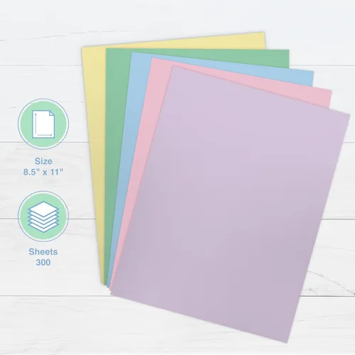 Miniatura 2 de PrintWorks - Papel de Pascua de 8.5 x 11 pulgadas, 300 hojas, 5 colores pastel surtidos, 30% reciclado, ideal para proyectos escolares