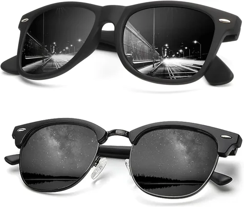 Miniatura 38 de KALIYADI - Gafas de sol polarizadas para hombres y mujeres unisex, marco semirretráctil, estilo retro, para conducir, con bloqueo UV