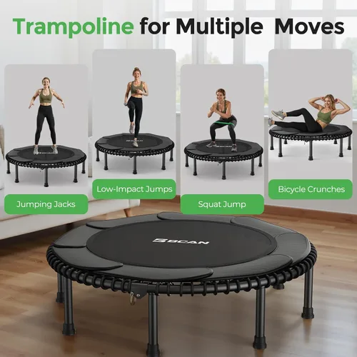 Miniatura 6 de BCAN 450/550LBS Mini Rebounder Trampoline for Adults, 40"/48" Foldable Fitness Trampoline with Bungees, Quiet & Stable Exercise Trampoline