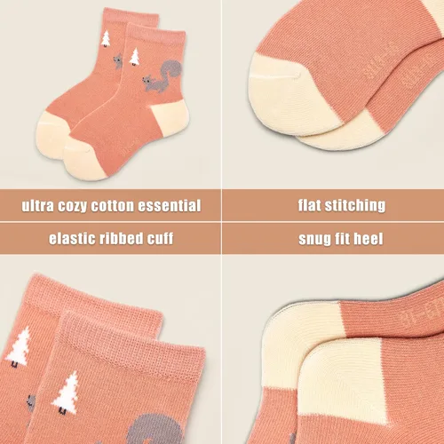 Miniatura 40 de Aisyee Calcetines de algodón para niños, calcetines sin costuras para niños, calcetines coloridos de cuarto de punto, paquete de 6