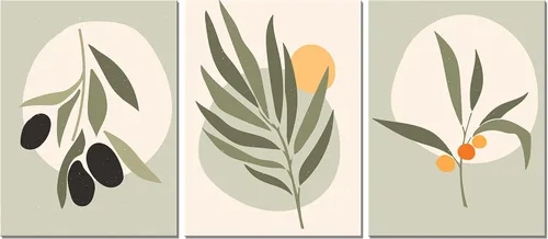 Miniatura 17 de Pintura solar para pared, diseño de líneas bohemias, montañas, decoración de pared de mediados de siglo, juego de 3 lienzos impresos en lienzo