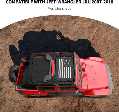 Miniatura 6 de JeCar Cubierta de malla para parasol delantero y trasero, protección UV, protección UV, accesorios exteriores compatibles con Jeep Wrangler de 4