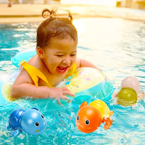 Miniatura 2 de Juguetes de baño, paquete de 6 tortugas de baño para bebés para niños pequeños de 1 a 3 años, juguetes de piscina flotantes a batería para niños