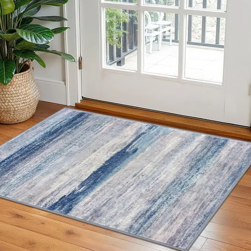 Miniatura 138 de KOZYFLY – Alfombra de pasillo moderna y lavable de diseño abstracto verde, 2 x 5 pies, antideslizante, suave y de pelo corto, ideal para cocina