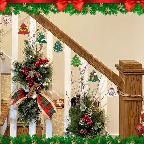 Miniatura 6 de Adornos de madera para árbol de Navidad para pintar, decoración de Navidad y Acción de Gracias, recortes sin terminar, 24 piezas de 3.5 x 3