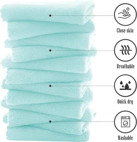Miniatura 5 de TENSTARS Juego de 12 paños de alta calidad, secado rápido, microfibra suave, terciopelo coral, altamente absorbente, uso multiusos, para baño, spa