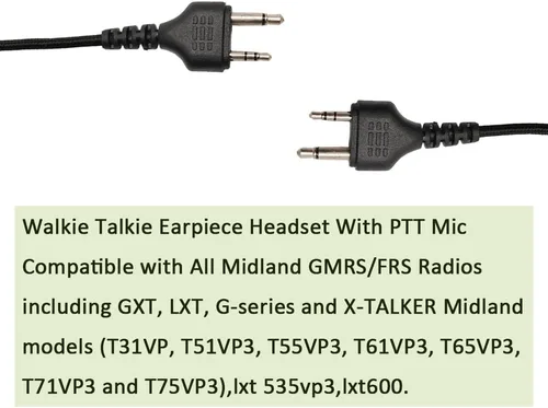 Miniatura 6 de Covert Auriculares de tubo acústico con micrófono PTT para Midland GXT1000VP4 LXT600 LXT500VP3 LXT118 GXT1050VP4 GXT1000XB Walkie Talkie Radio