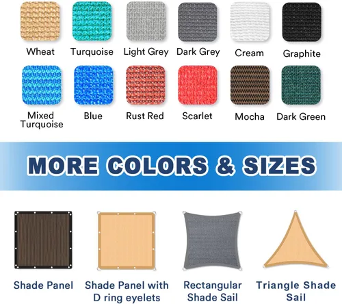 Miniatura 2 de VICLLAX Tela para Sombra Panel Cuadrado Rectangular Triangular Vela de Sombra Solar con 12 Colores Disponibles para Pérgola, Porche Delantero, Patio