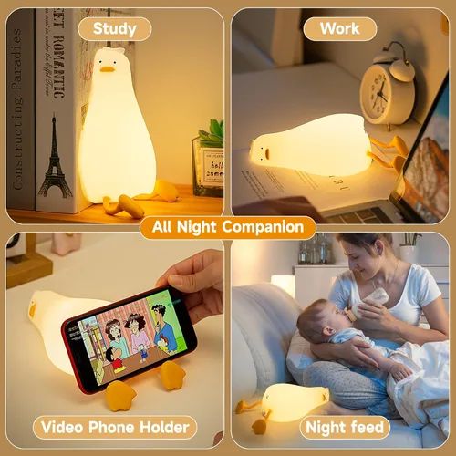 Miniatura 6 de Linda luz nocturna de pato, pollo, conejo, panda, lámpara LED blanda de animales novedosos para bebés y niños pequeños, cuarto de bebé