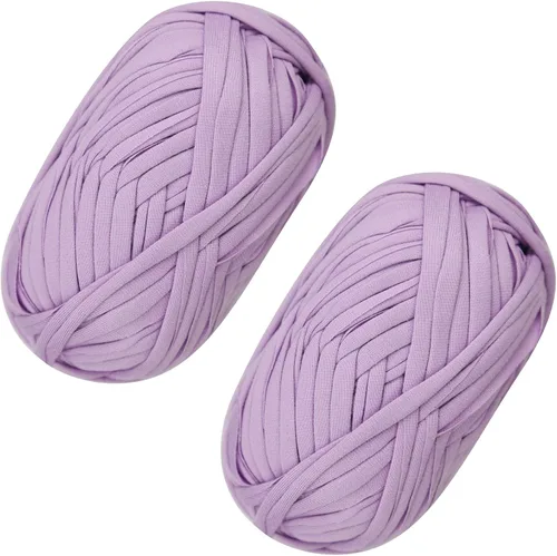Miniatura 41 de 2 piezas de tela elástica para camisetas, hilo de crochet para tejer DIY, hilo de punto grueso tipo espagueti para proyectos de bolsos, mantas