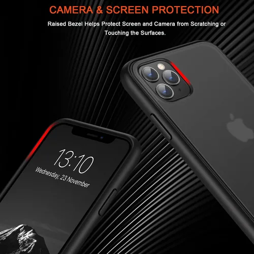 Miniatura 4 de TENDLIN Compatible con iPhone 11 Pro Funda translúcida mate con parte trasera dura de silicona suave cómoda (negro)