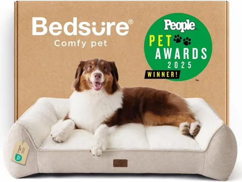 Miniatura 34 de Bedsure Cama ortopédica para perros de tamaño mediano, camas extra gruesas de apoyo para perros medianos con funda impermeable lavable, cómodo sofá