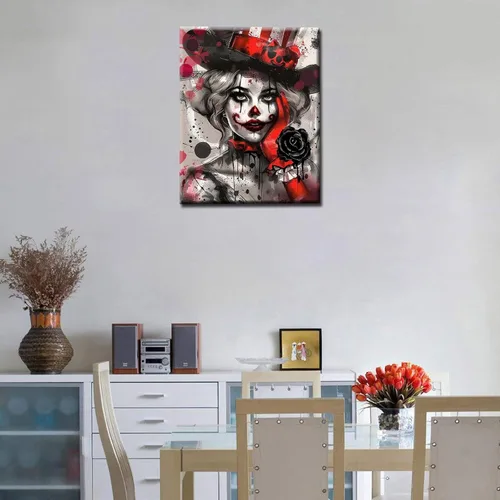 Miniatura 3 de Tucocoo Kits de pintura de diamantes 5D para adultos, payaso negro y rojo, taladro completo, diamante redondo, punto de cruz, pintura fácil por Obra
