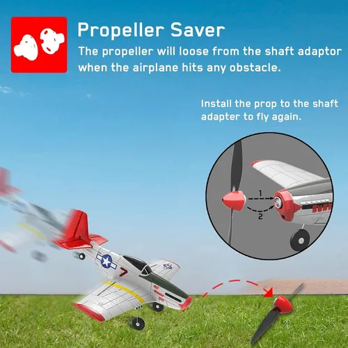 Miniatura 5 de 3 juegos de hélice de avión RC con ahorradores de hélice y adaptadores para VOLANTEXRC P51 761-5 avión y Tr-p51d f4u T28 nueva versión