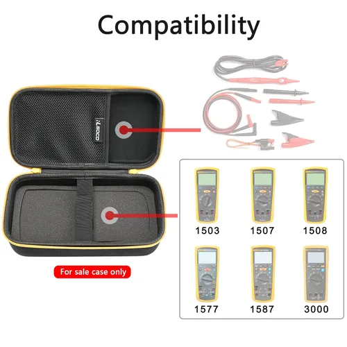 Miniatura 3 de RLSOCO Funda de transporte para Fluke 1587 FC/1507/1503/1577/1508 y funciona con probador digital de resistencia de aislamiento de megohmímetro