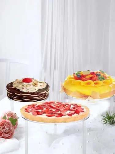 Miniatura 4 de Soporte acrílico para cupcakes para boda, soporte de exhibición de pasteles de 3 niveles, soporte de postres para panadería, pizza, hogar, fiesta